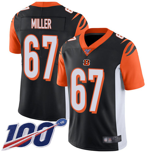 Cincinnati Bengals Limited Black Men John Miller Home Jersey NFL Footballl #67 100th Season Vapor Untouchable->women nfl jersey->Women Jersey